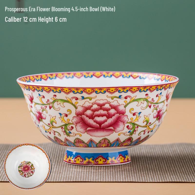 Jingdezhen Ceramic Rice Bowl: High-Foot, Enamel Color, Longevity Design