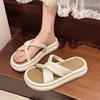 2025 beach new pearl French cool slippers wear thick bottom fairy height increase child summer word slippers female style