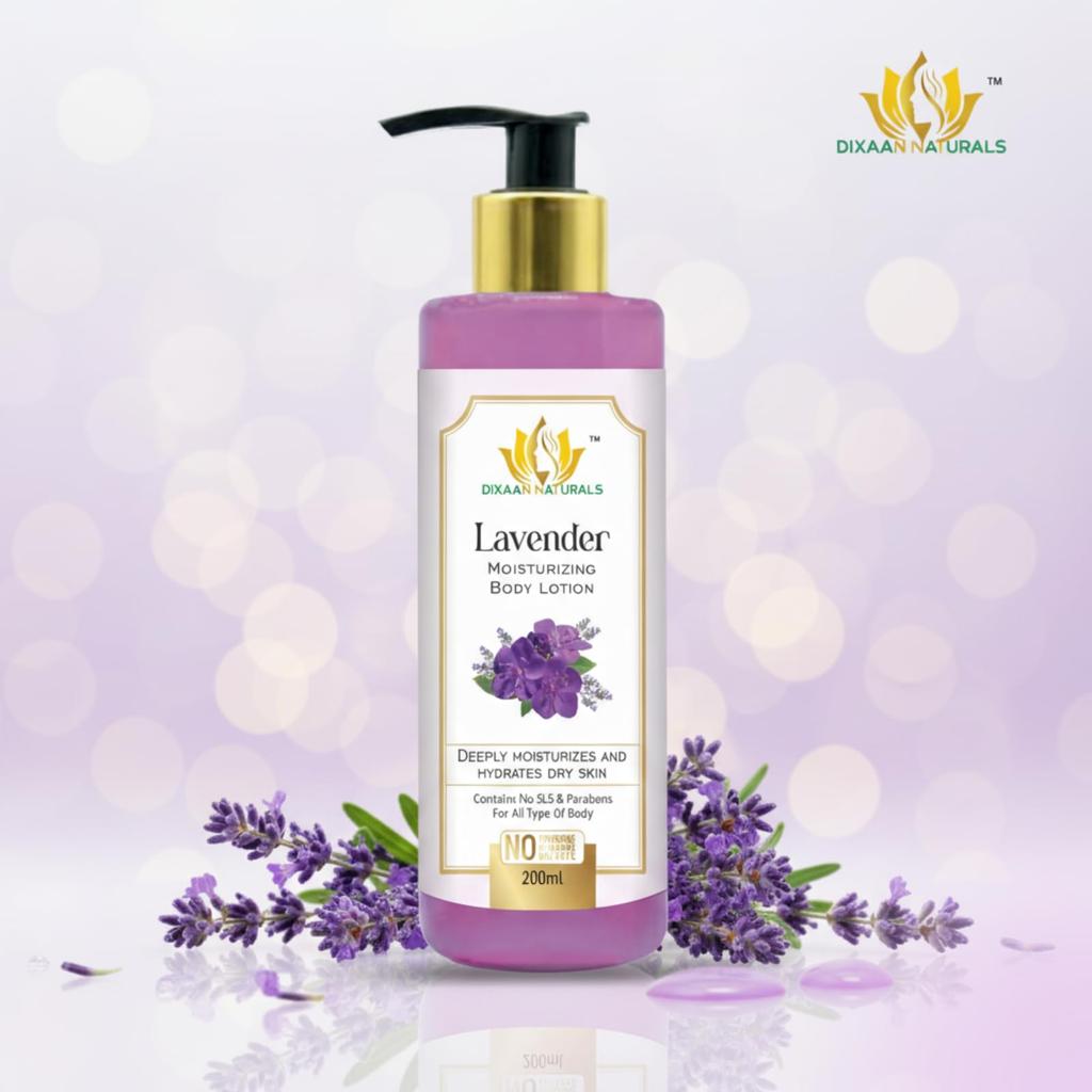 DIXAAN NATURALS Lavender Body Lotion – 200ml | Deeply Moisturizes & Hydrates Skin, Soothing & Calming Formula for Soft, Smooth, & Healthy Skin –