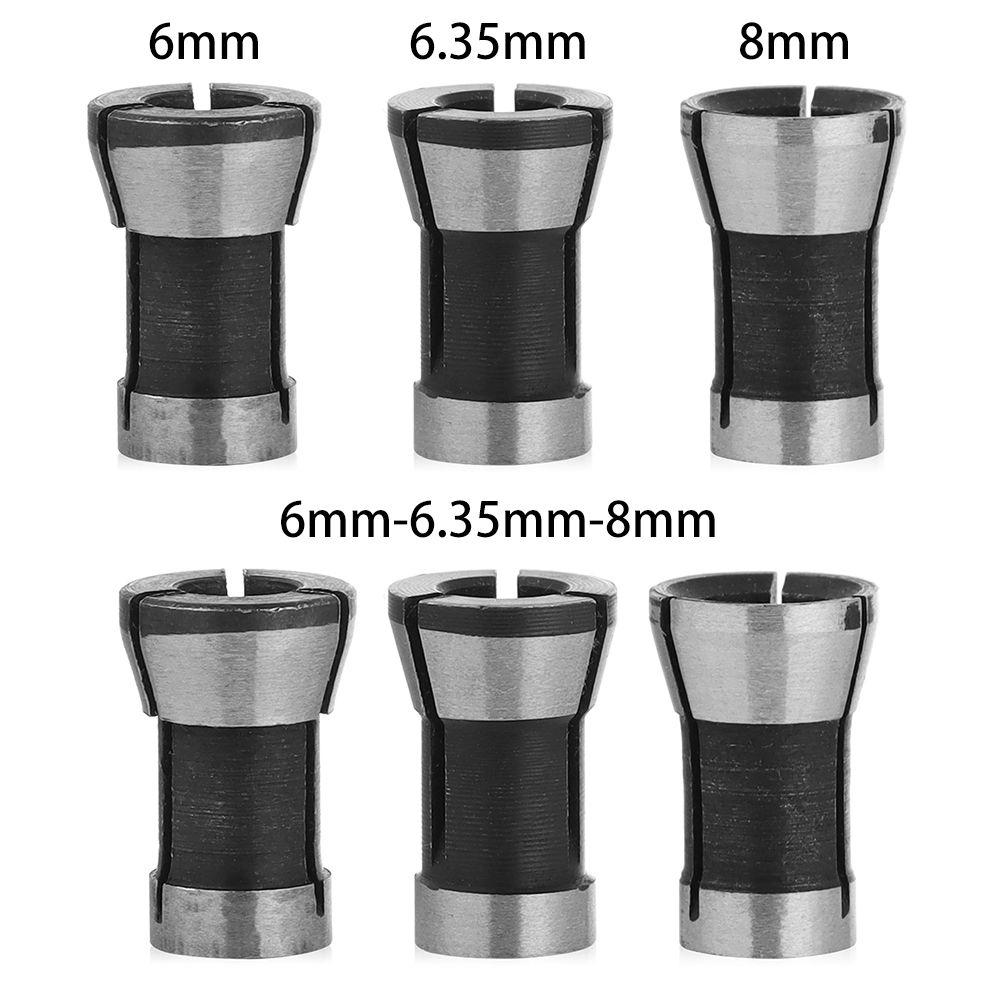 1/3Pcs 6.35mm 8mm 6mm Adapter Collets Set Practical Engraving Trimming Machine Router Durable Milling Cutter Accessories
