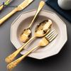 Gold Cutlery Set Vintage Tableware Set Stainless Steel Flatware Knife Fork Spoon Luxury Western Silverware Dinnerware Set