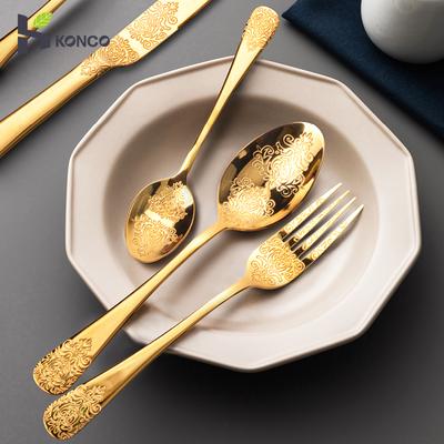 Goldenes Besteckset Vintage Geschirrset Edelstahl Besteck Messer Gabel Löffel Luxus Westliches Silberbesteck Essgeschirrset