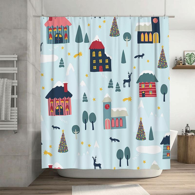 

Tu Cute Forest Animals Shower Curtain Woodland Deer Fox Nature Bathroom Decor Set Waterproof Fabric Backdrop W60H190(CM)-1 Pcs