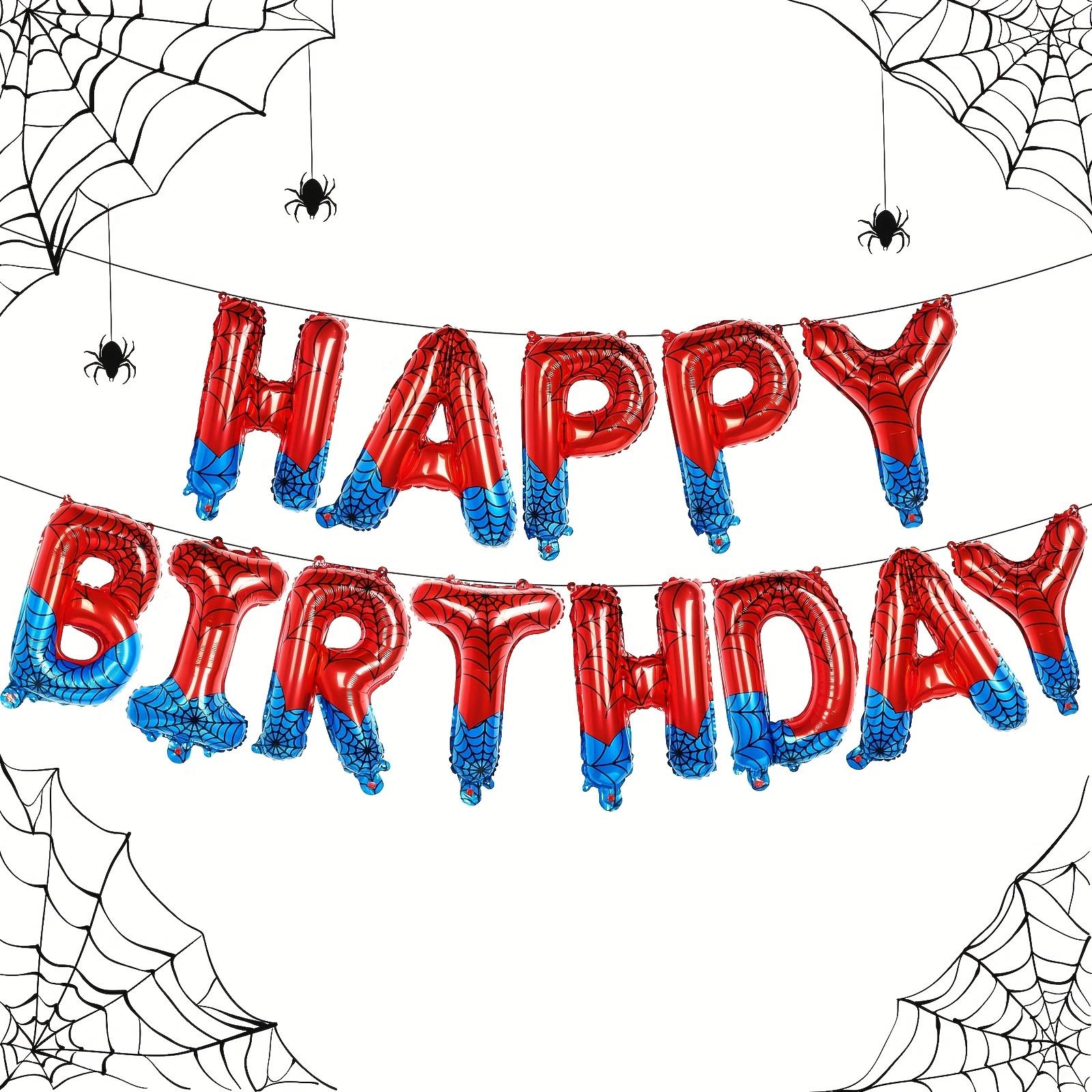 

Баннер на тему паука «С днем рождения», украшение для вечеринки, воздушный шар, буква, логотип, принадлежности для вечеринки в стиле супергероев Hero Party