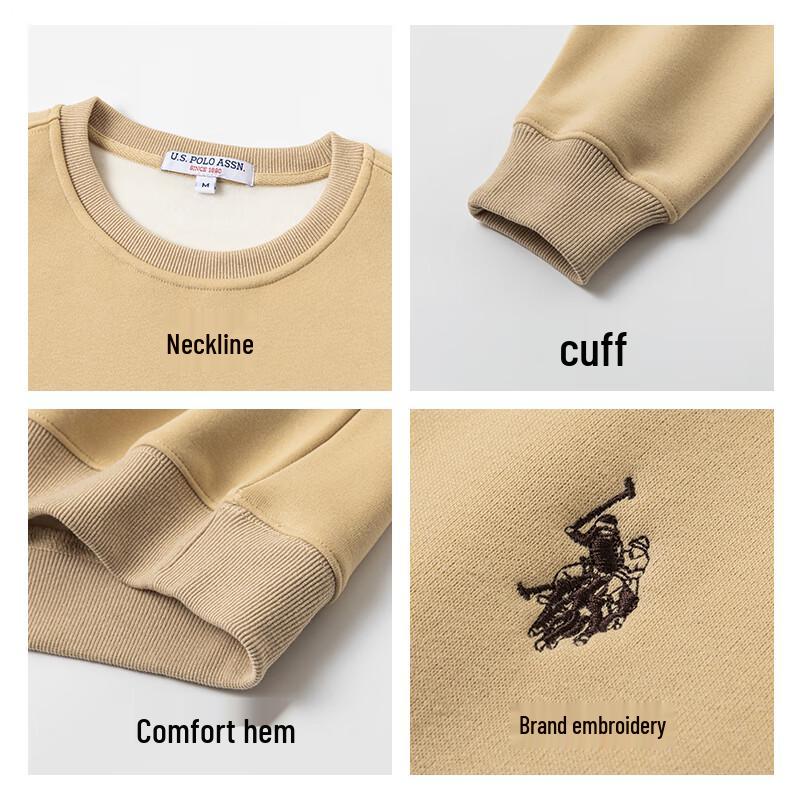 NÁS. POLO ASSN. Pánská fleecem podšitá těžká mikina s dlouhým rukávem