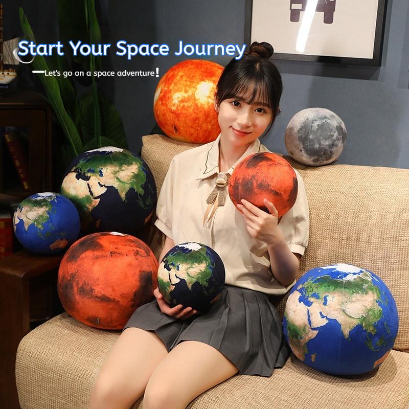Simulation Planet Plush Toy 3D Earth Moon Mars Sun Stuffed Pillow Pendant Educational Photo Prop For Kids Nursery Decor Kid Gift