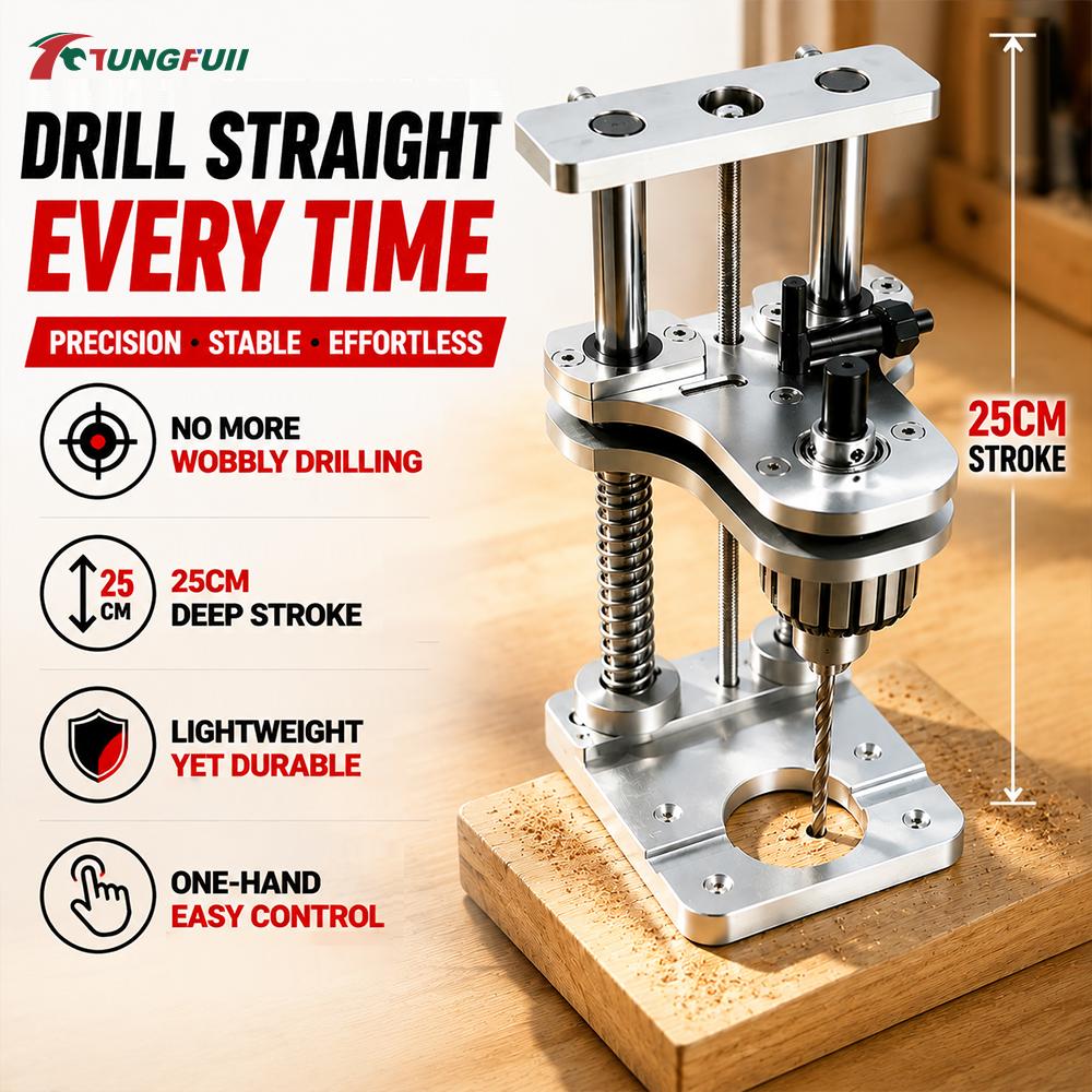 Precision Vertical Drilling Jig Aluminum Drill Press Stand with Spring Buffer for Handheld Electric Drill Use