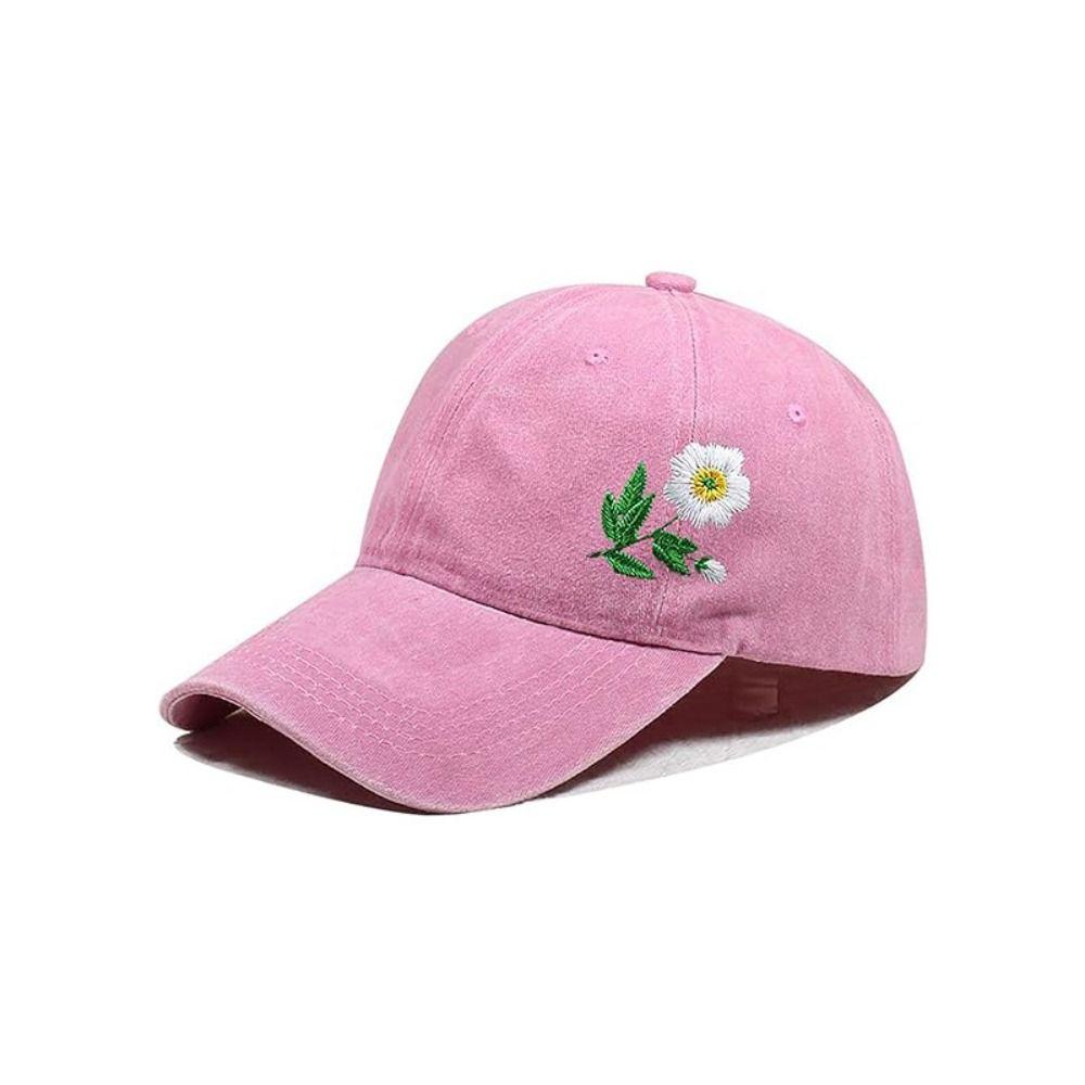 Retro Flowers Embroidery Baseball Cap Washed Cotton Adjustable Baseball Hats Sunscreen Hats For Man Women
