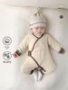 Autumn/Winter Baby Knit Cotton Bodysuit: European & American Color Block Long Sleeve Romper