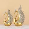 1PAIR Couple Swan Home Living Room Wine Cabinet Ornament Chinese Light Luxury Entrepreneurship Office Resin Crafts