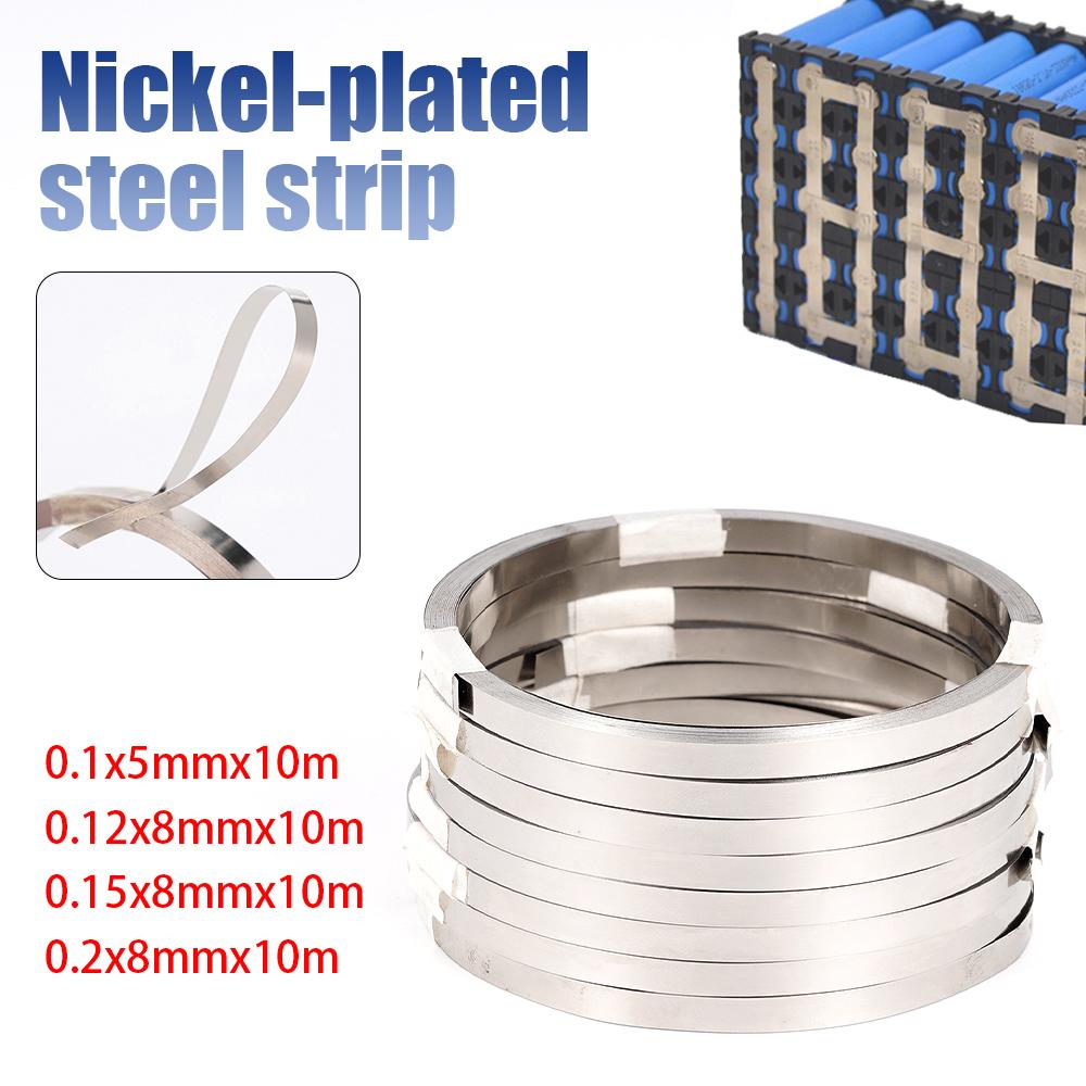 1 Roll 10m 18650 Li-ion Battery Nickel Plated Strip Connector 0.1mm 0.12mm 0.15mm 0.2mm Battery Connector Spot Weld Steel Belt