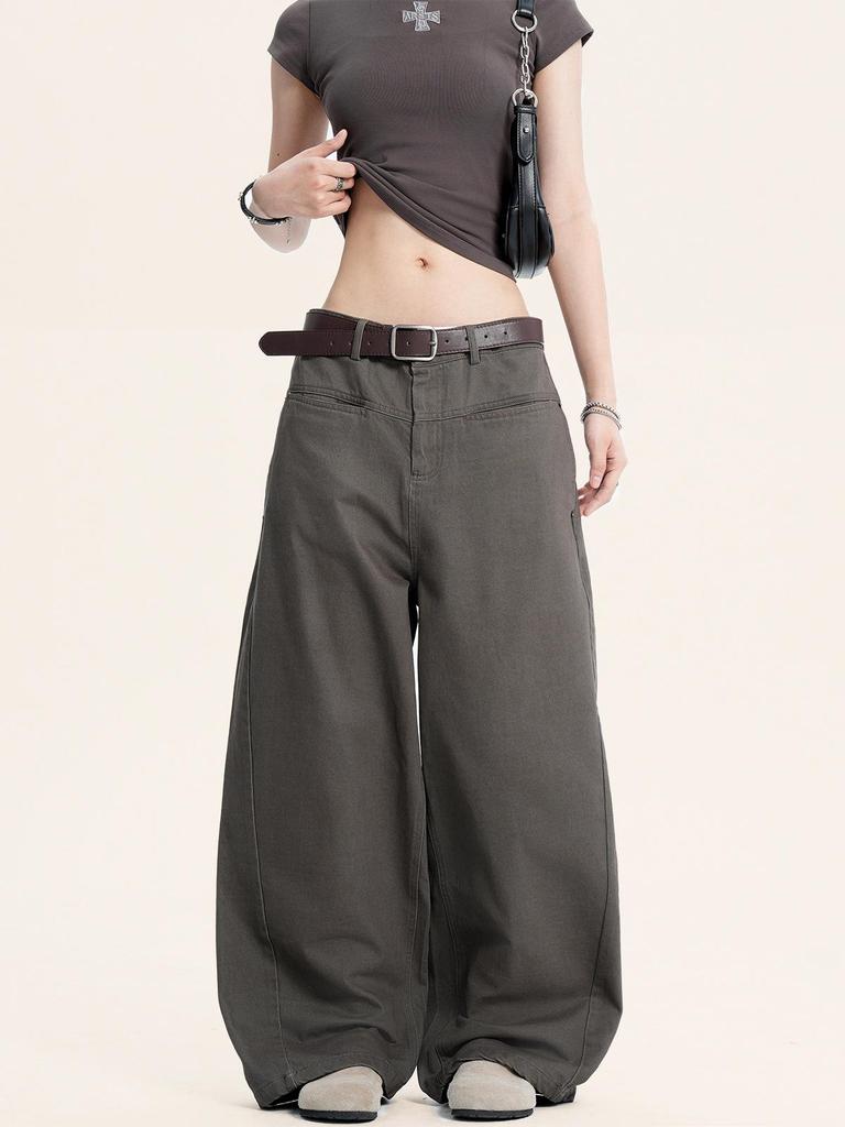 Yongfang Unisex Retro Kaffee Arbeitshose: Locker, Trendig, Große Taschen, Gerades Bein