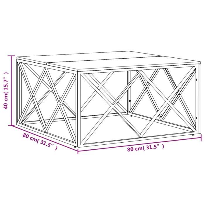 VidaXL Table basse doré acier inoxydable et bois massif récupération 349974