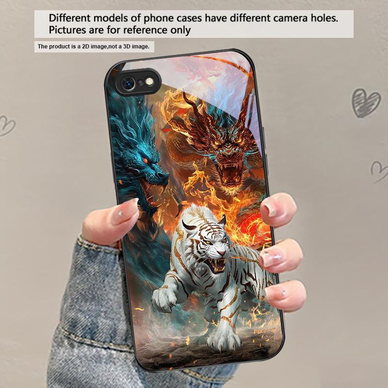 A huge dragon and tiger For iPhone 17 Air 16 E 15 Plus 14 Pro Max 13 12 mini 11 5 6 7 8 Plus XR XS Max SE Black Glass Phone Case
