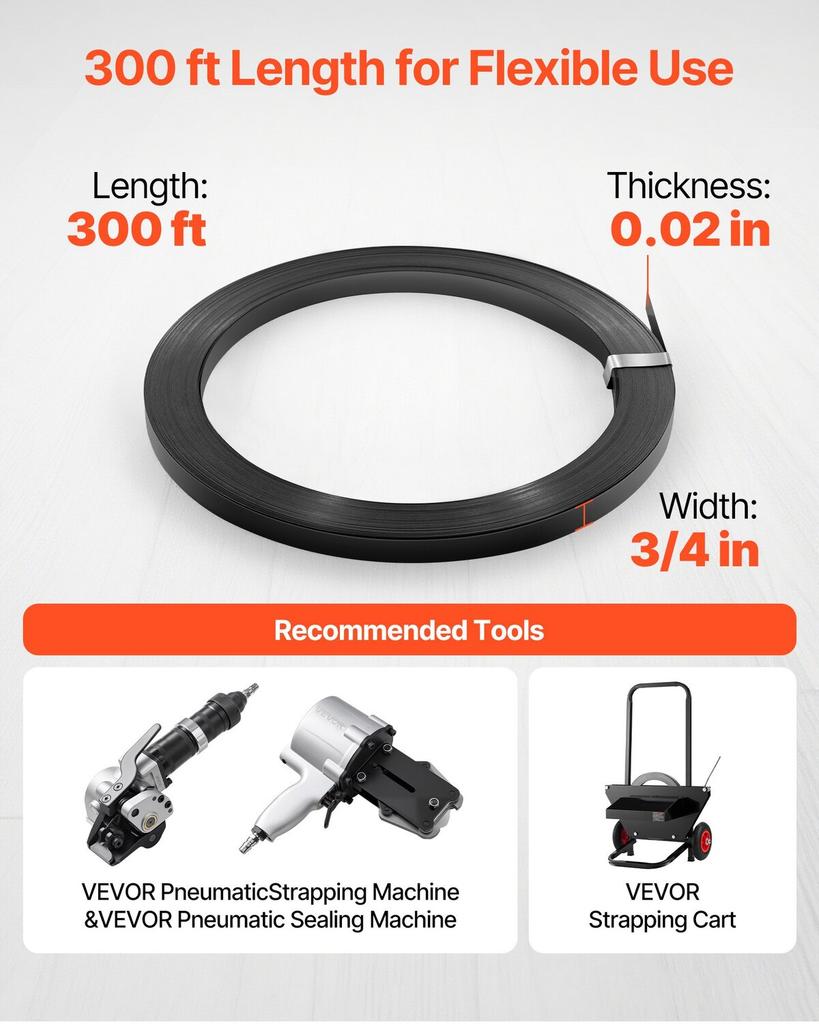 Steel Strapping Coil, 19 Mm X 0.55 Mm X 91 M, Metal Strapping Banding Roll Withstands Harsh Environment, 775.6 Kg Break Strength, Heavy Duty Banding