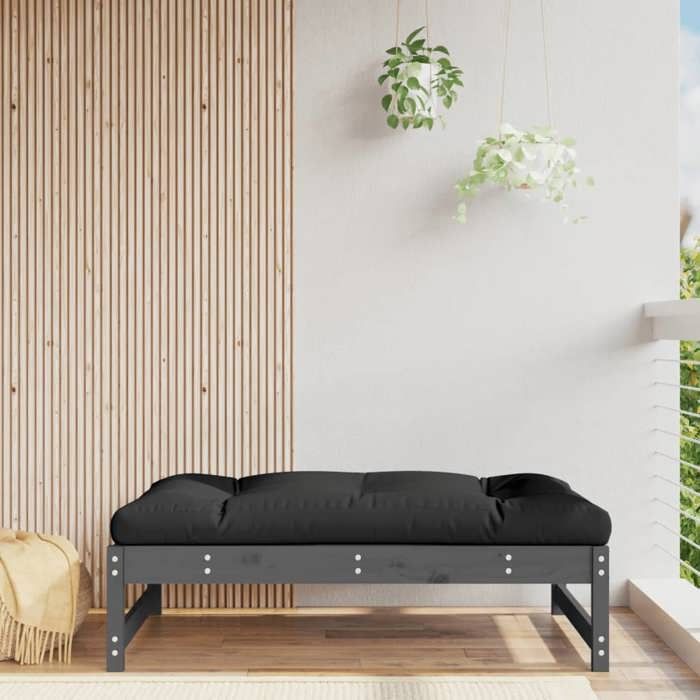 VidaXL Repose-pied de jardin 120x80 cm gris bois de pin massif, tabouret, repose-pied ottoman, tabouret de jardin, pouf, 825739