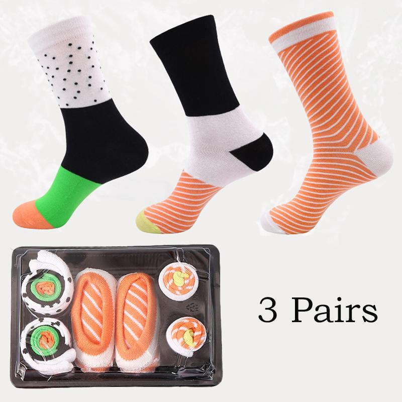 

3 пары уникальных носков с узорами суши для мужчин и женщин, персонализированные носки с едой в подарок для друзей, рождественские, новогодние, ко Дню святого Валентина