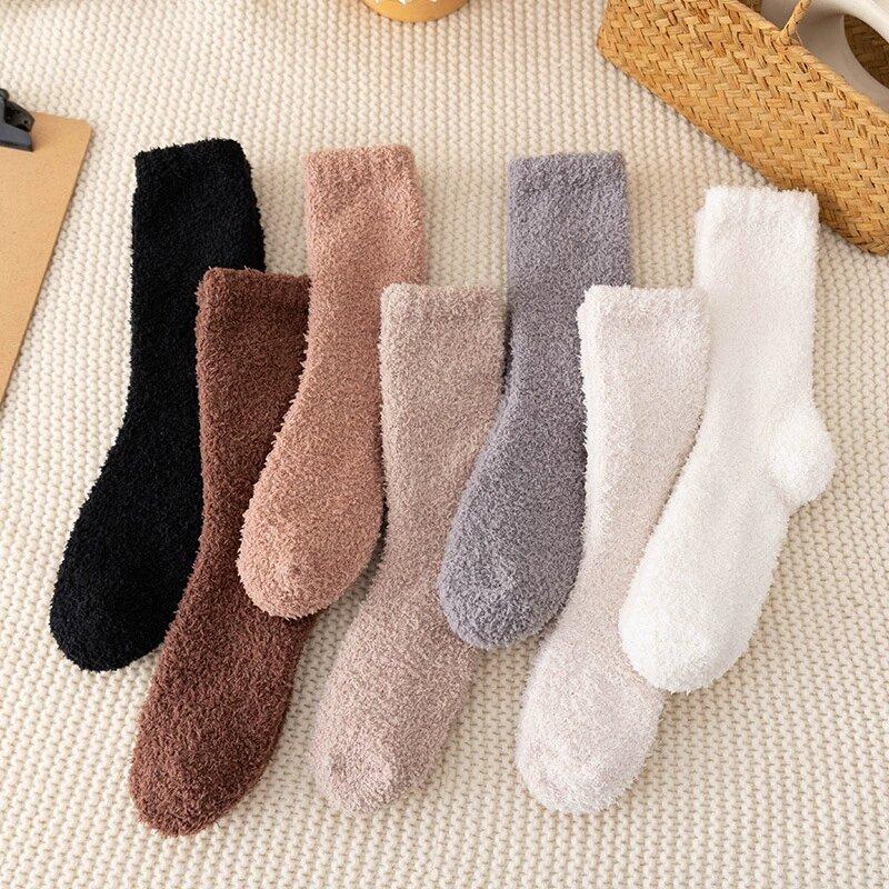 Winter Warm Women's Socks Thick Men's Women's Socks Super Thick Solid Socks Winter Socks Against Cold Snow Terry Socks