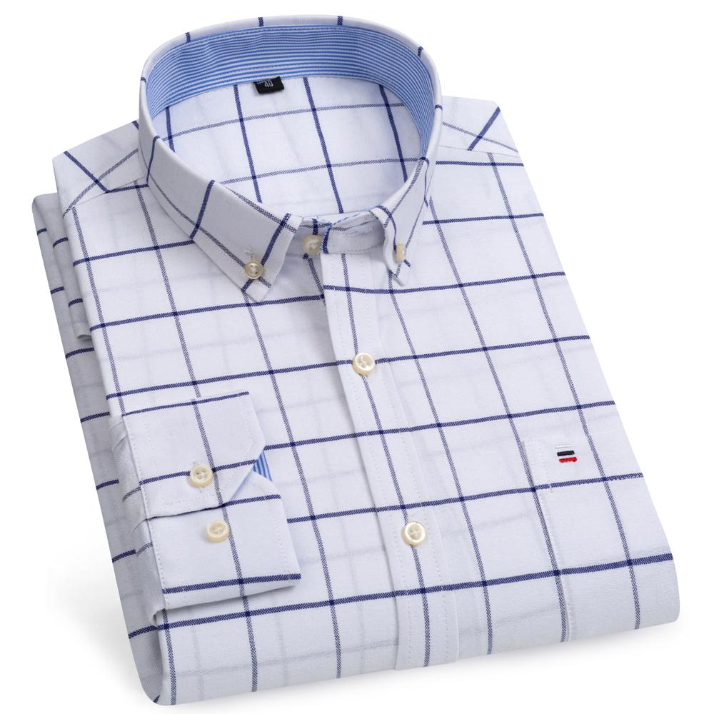 Klasyczne koszule z długim rękawem w kratę - Regularny krój, Zapinane na guziki, Wygodna 100% bawełna, Idealne na co dzień, Zaprojektowane dla mężczyzn