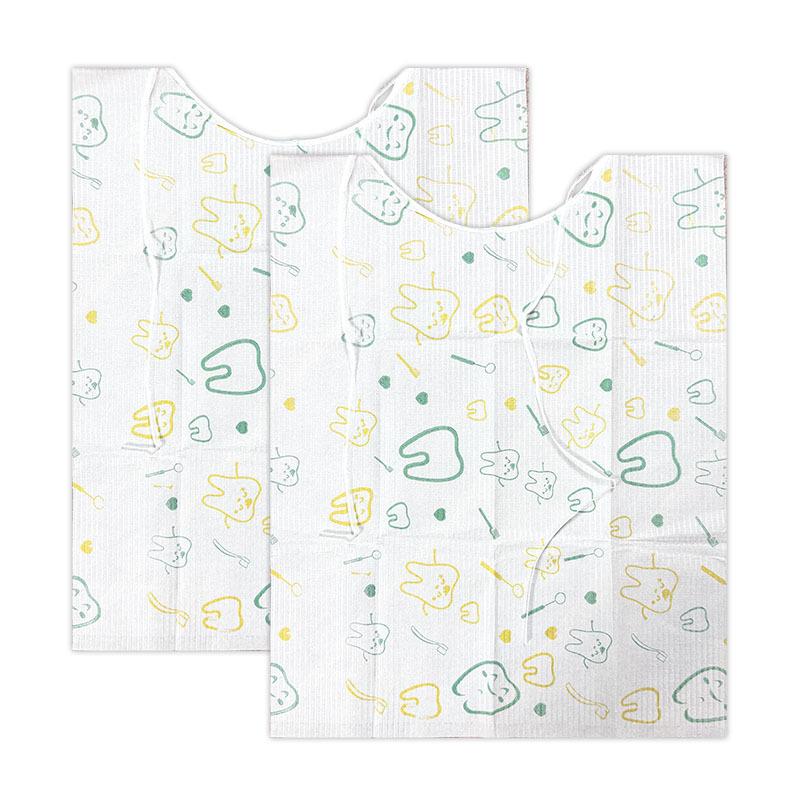 Nigf 100 kusů/balení Jednorázové dentální bryndáky s jednotlivými stuhami, Modré nepromokavé listy