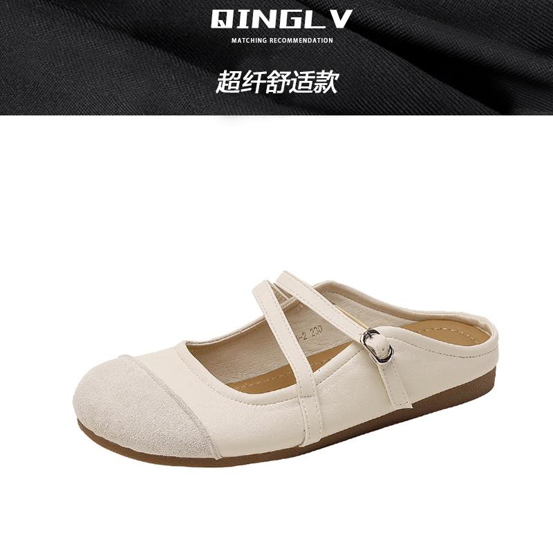 

Женская обувь Retro Boken, одинарная обувь, летние приморские сандалии, уличная обувь на плоской подошве, обувь для беременных, мягкая подошва, нескользящие, с закрытым носком, полушлепанцы 40