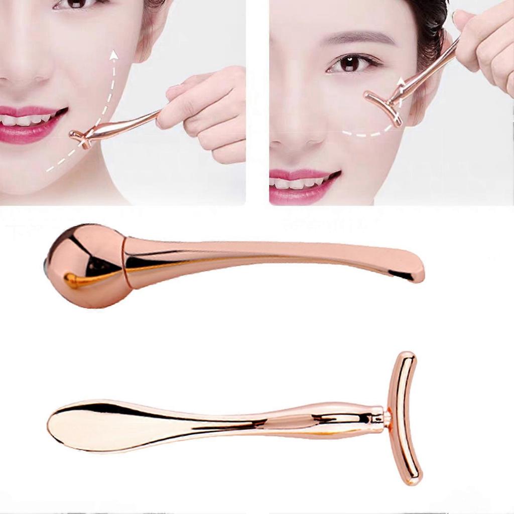2Pcs Eye Massagers Improve Contours Safe Zinc Alloy T-shaped Facial Rollers for Gift QinHai