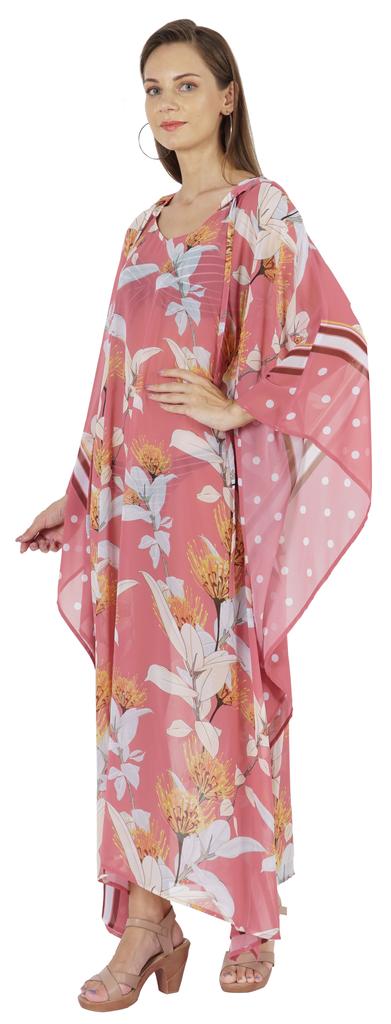 Moomaya Hooded Caftan For Women's Long Printed Bikini Cover Up Summer Turkish