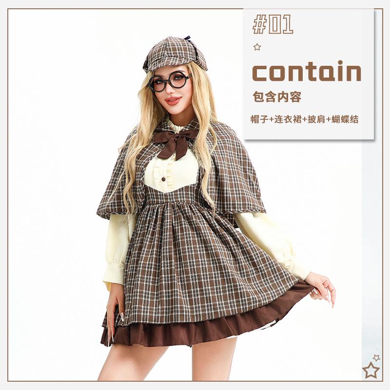 Halloween Adult Costume Parent-Child Costume Detective Holmes Costume British College Student Dress