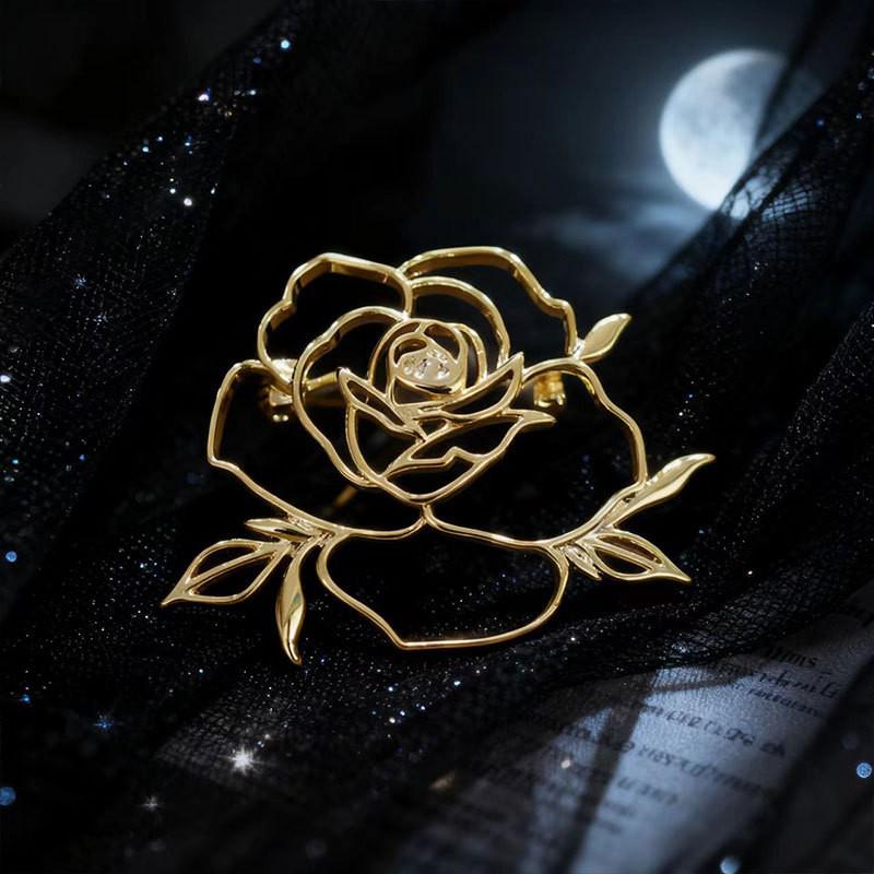 Exquisite Edelstahl Rose & Lilie Brosche - Elegantes Kleiderpin Zubehör