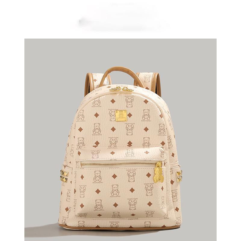 Cute Bear Commuter Backpack New Fashion Versatile Trendy Female College Student Backpack Large Capacity Schoolbag