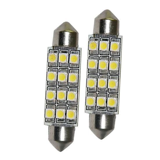 

2 Pcs Car Dome 12 3528-SMD LED Bulb Light Interior Festoon Lamp 42mm White