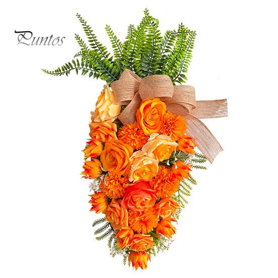 

Пасхальный венок в форме моркови, дизайн, реалистичный цветок, листья, привлекательный, создающий атмосферу, праздничное украшение, подвесной знак оранжевый