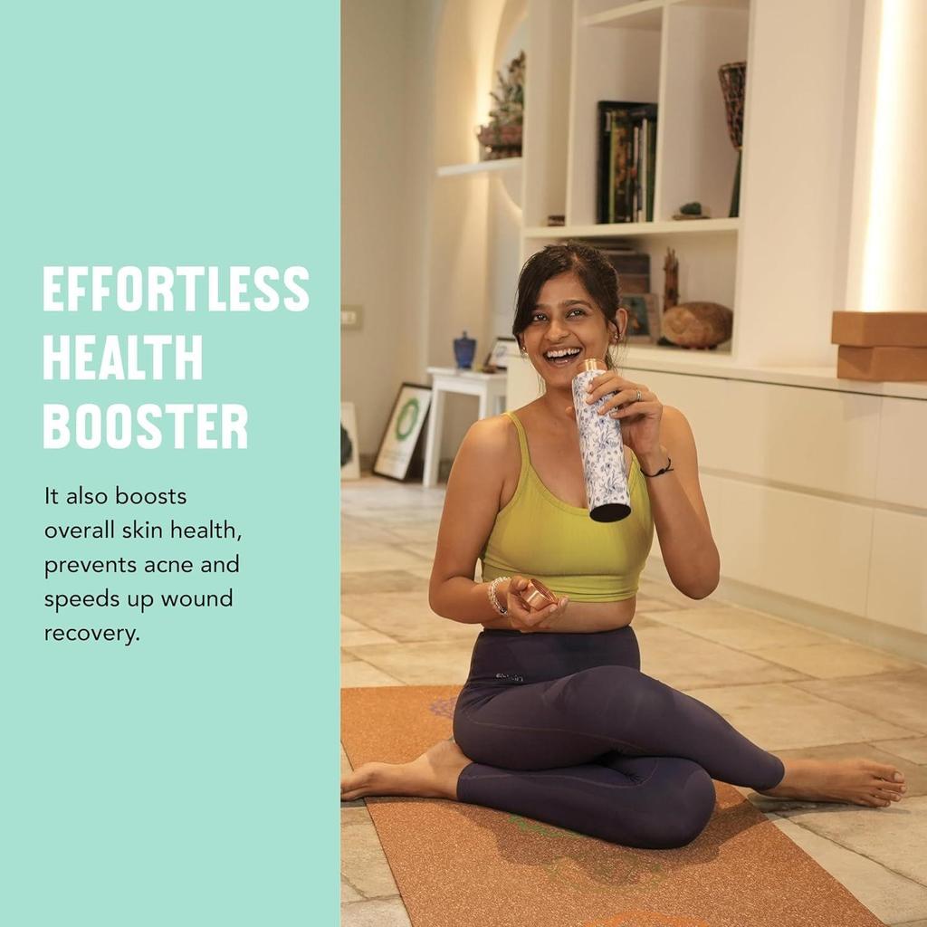 Bottle 750 Ml | Leak Proof, Durable & Rust Free | Environmental Safe, Sustainable, Non-Toxic with Ayurvedic Health Benefits Copper Water Bottle