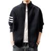 High-End American Trendy Men's 2025 Autumn/Winter Three-Stripe Knit Stand Collar Cardigan Sweater