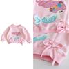 Lovely Sea-maid Themed Cotton Blend Sweatshirt For Girls Machine Washable Top Roun Neck For Daily Adventures  Pink 90-130