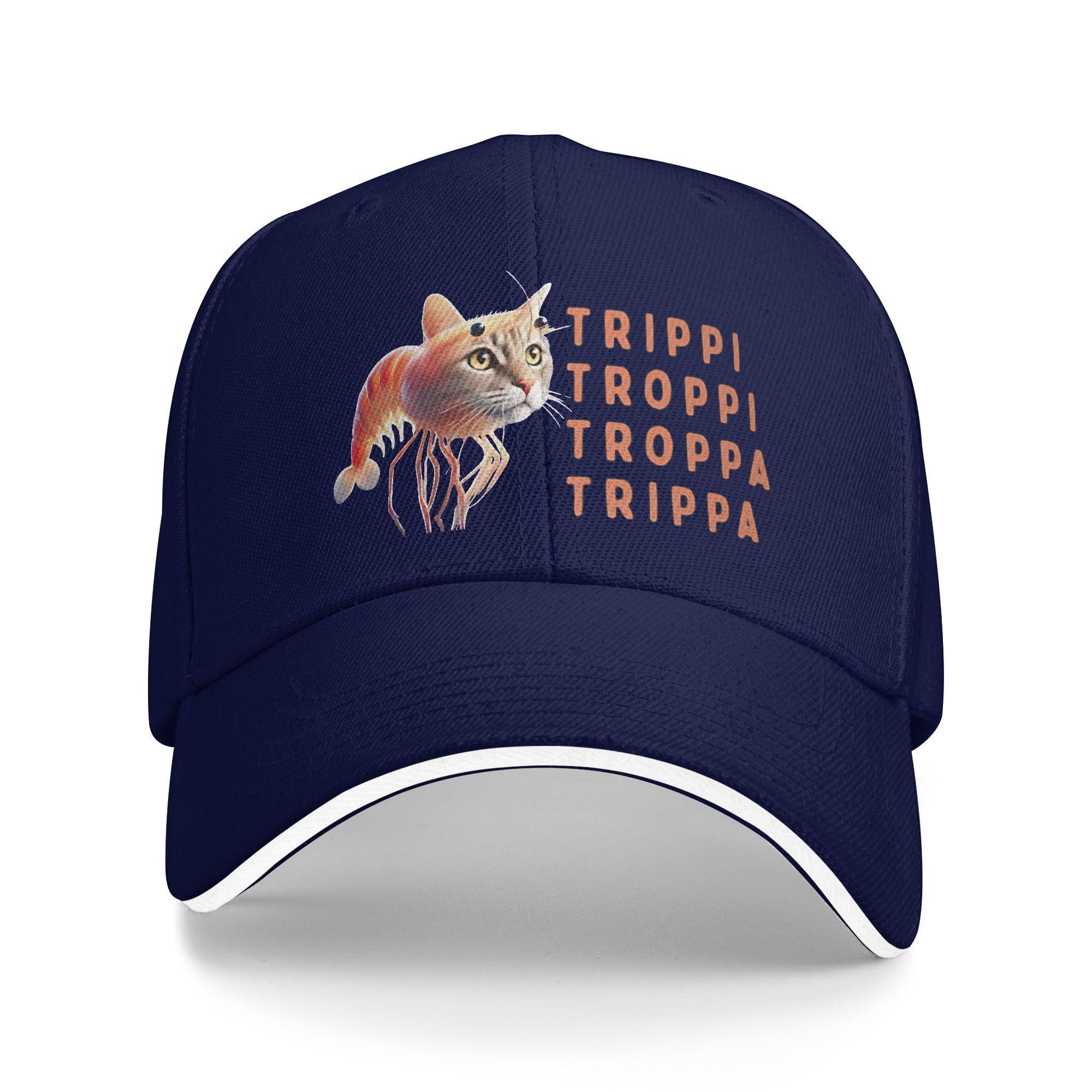 

Trippi Troppi Cat Baseball Cap Street Style Hip Hop Hats Summer Couple Women Kpop Rock Baseball Caps One Size темно-синього кольору