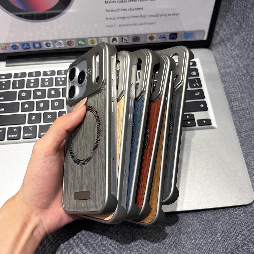 Hot Sale Poplar Wood Case for Apple 12 Pro Max with 16 Pro Max Borderless Heat Dissipation