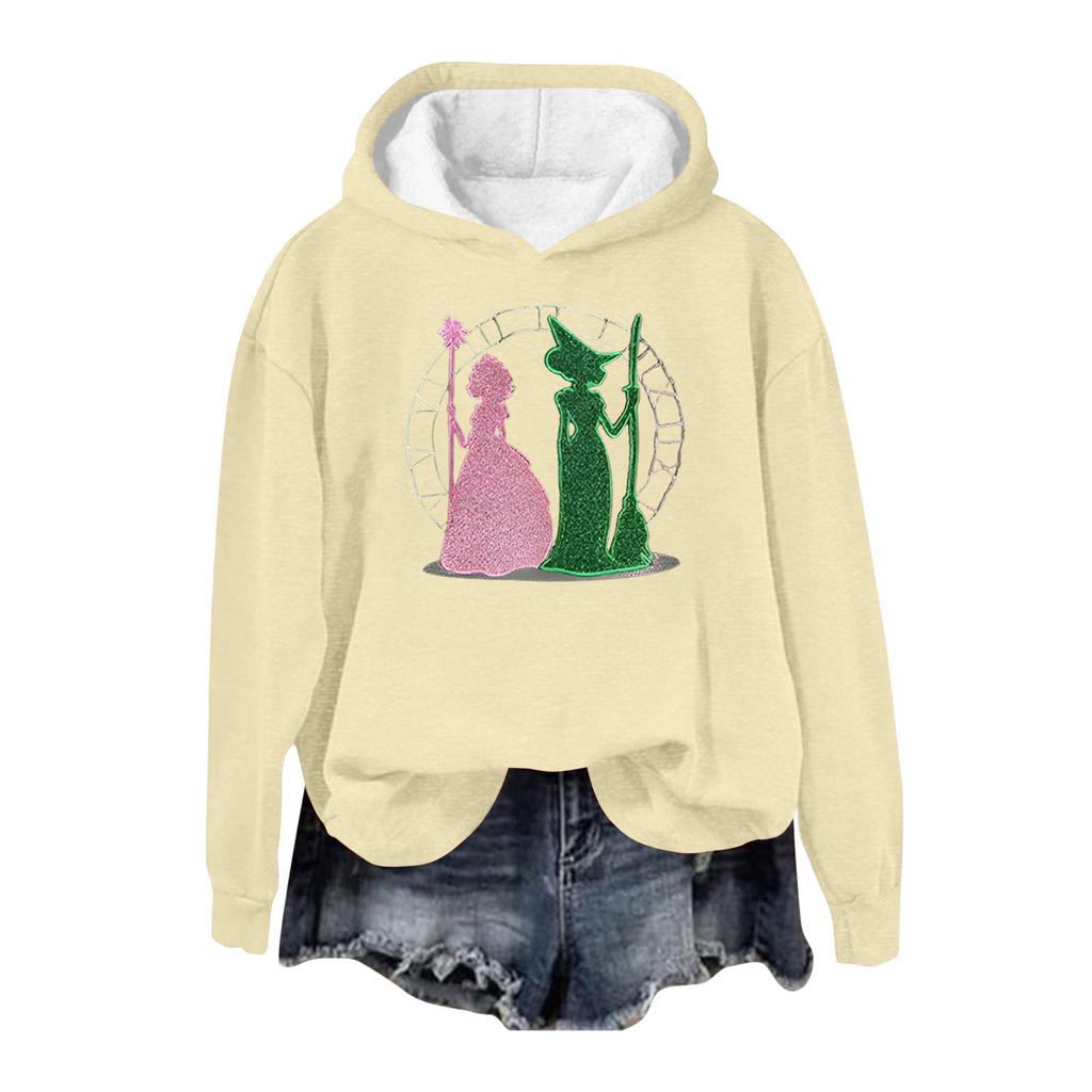 Women's Fashion Casual Long Sleeve Loose Printed Pullover Sports Long Sleeve Hooded Sweatshirt