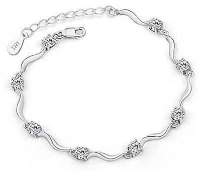 Latest AAA Crystal Silver Plated Bracelet for Women and Girls
