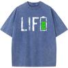Men Casual Cotton Short Sleeve T-shirts Battery Life Letter Men's T-Shirt Men Women Casual Fashion Oversized T-shirt