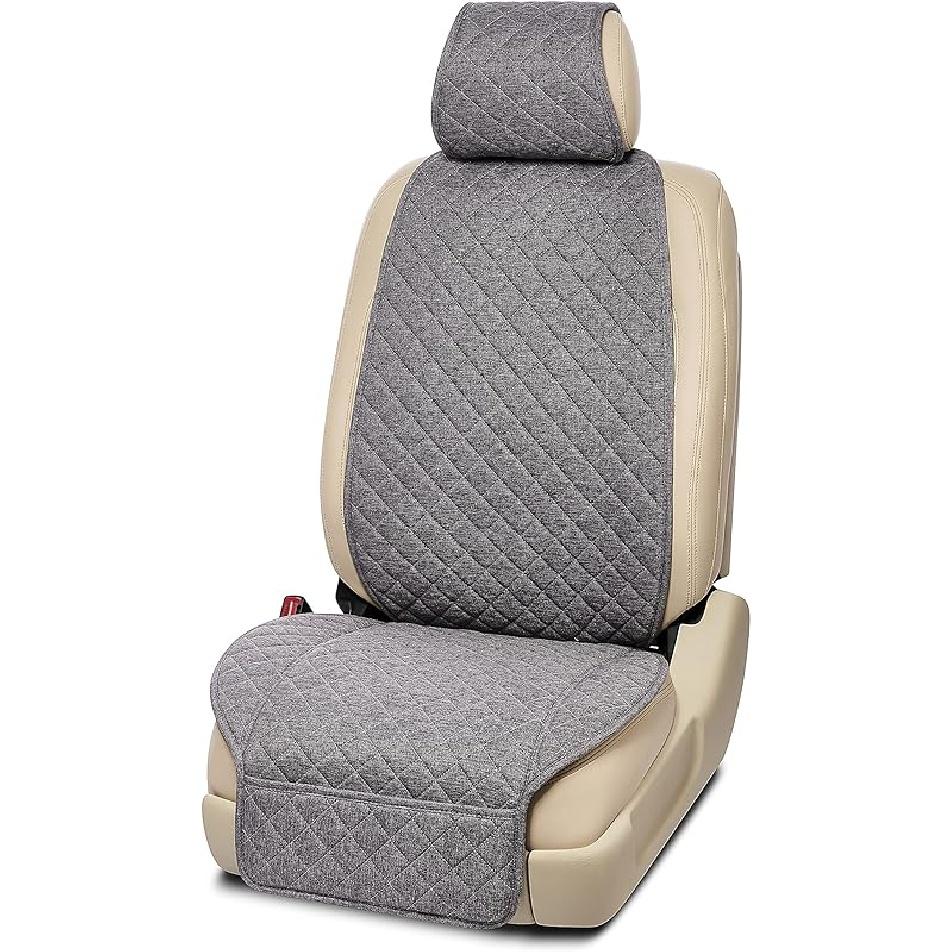 IVICY Leinen-Autositzbezug für Autos - Weich &; Atmungsaktive Front-Premium-Abdeckungen mit Anti-Rutsch-Schutz Universell passend für die meisten Autos, Vans, SUVs,