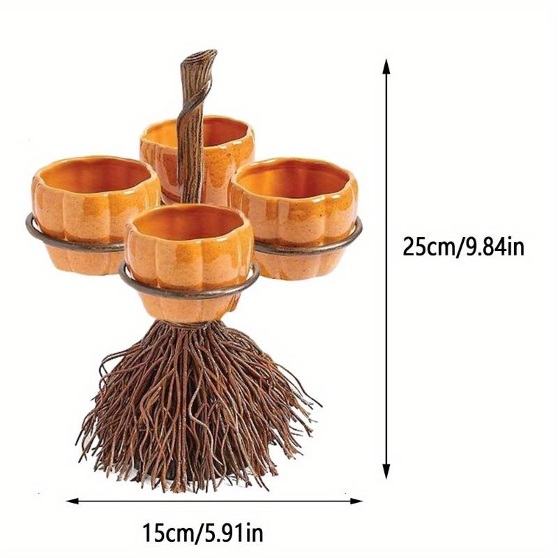 Spooky Halloween Pumpkin Snack Serving Bowl Rack for Candy Fruit and Desserts Ideal for Home Decor Gift Ideas Party Festivals