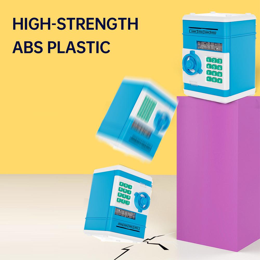 Piggy Bank Electronic Mini ATM Money Saving Box Safe with Password Code Cash Coins Auto Scroll