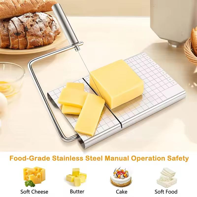 1Pc Cheese Slicer, Stainless Steel Cheese Cutter With Measurements, Heavy Duty Butter Cutter, Baking Tools, Kitchen Gadgets