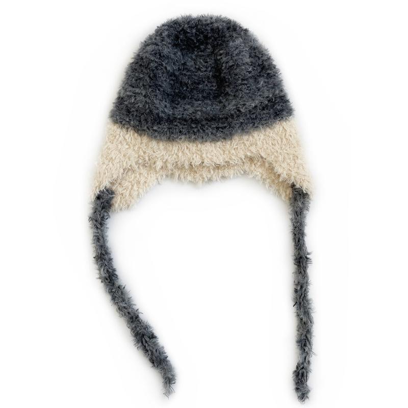 Korean Style Children's Colorful Plush Knit Hat - Soft, Warm Wool with Ear Protection