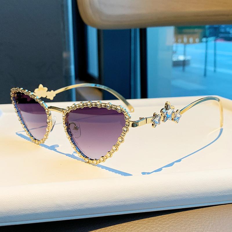 Cat Eye Sunglasses For Women With Diamond Embellishments Uv400 Sun Protection Fashion Accessory