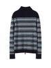 Kaschmir-Strickjacke mit Stehkragen: Bunter gestreifter Strickmantel mit langen Ärmeln für Herbst & Winter