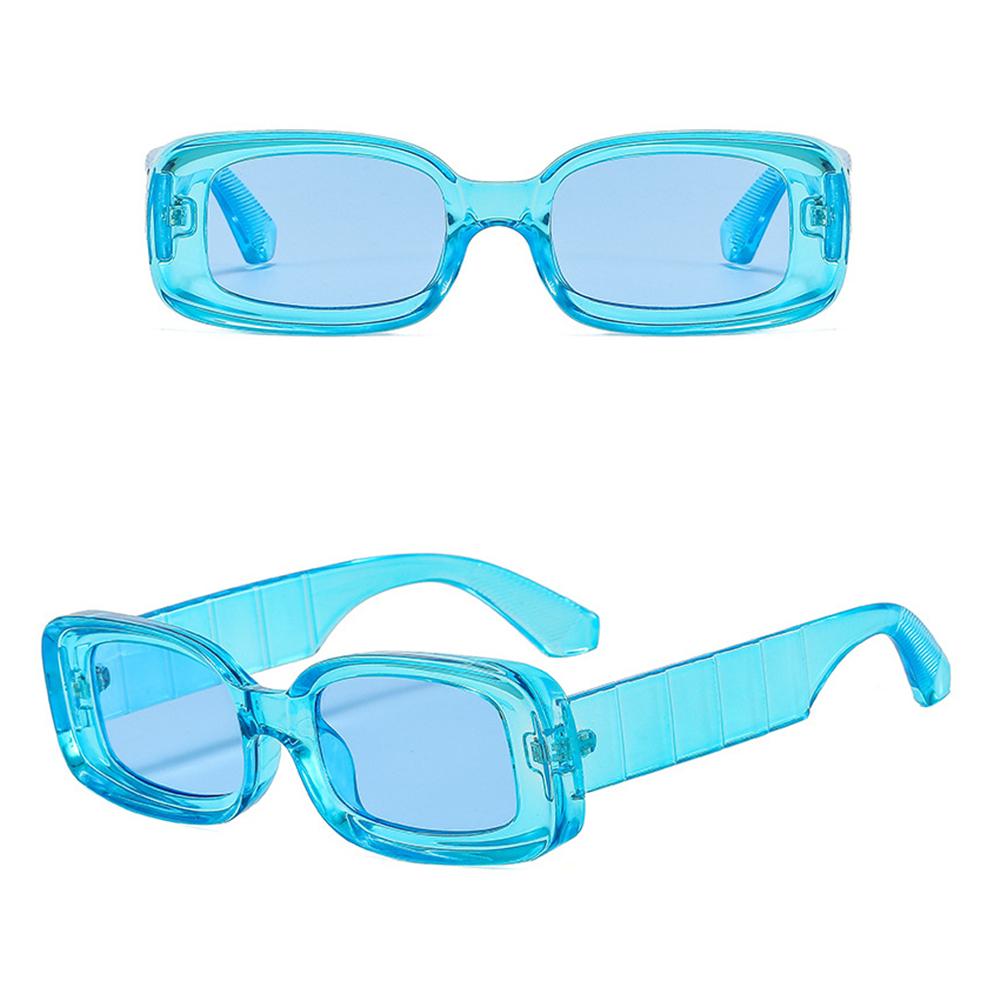 Retro Clear Blue Square Sun Glasses Shades Small Rectangle Sunglasses Eyewear