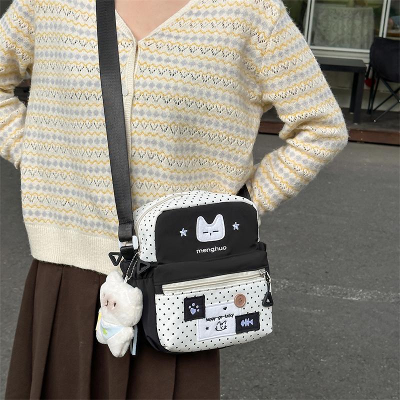 Taška přes rameno s potiskem kočky Studentská lehká crossbody taška