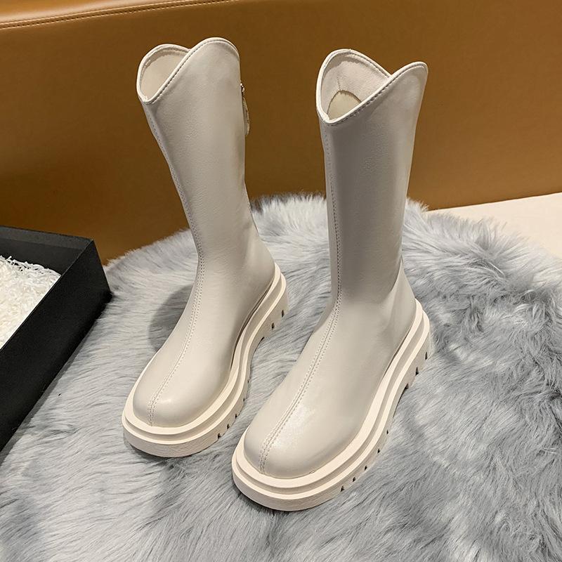 

Женские ботинки средней высоты 2025 новая коллекция осень-зима корейская версия платформа на молнии сзади повседневные ботинки-мартин студенческие тонкие универсальные ботинки интернет-знаменитости 40